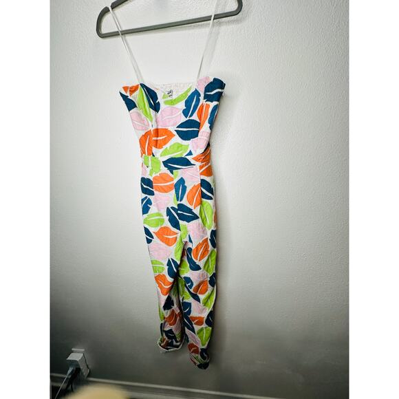 The Odells Ellie Multi-Color Leaf Print Bustier Jumpsuit  2 - Picture 5 of 16